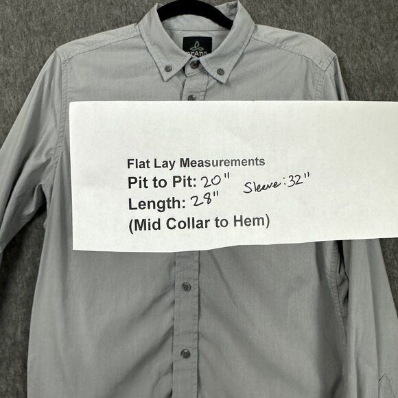 Prana Shirt Mens Small Gray Long Sleeve Button Down Sustainable Stretch Casual - Picture 12 of 13